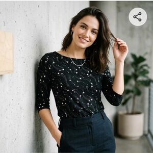 Ted Baker Black Star-Print Long Sleeve Top
